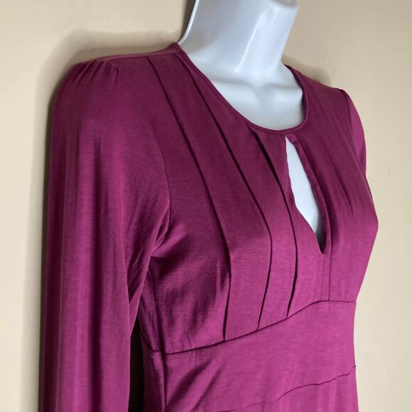Free People Purple Keyhole Front Open Back Tie Shift Dress Long Sleeve  Size 4 - Picture 13 of 16